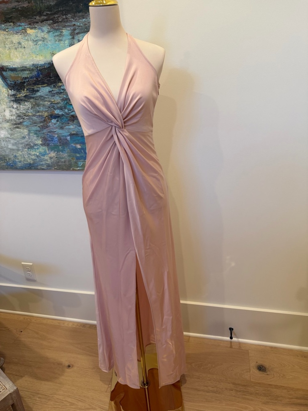 Lovers + Friends Blush Halter Twist-Front Maxi Dress